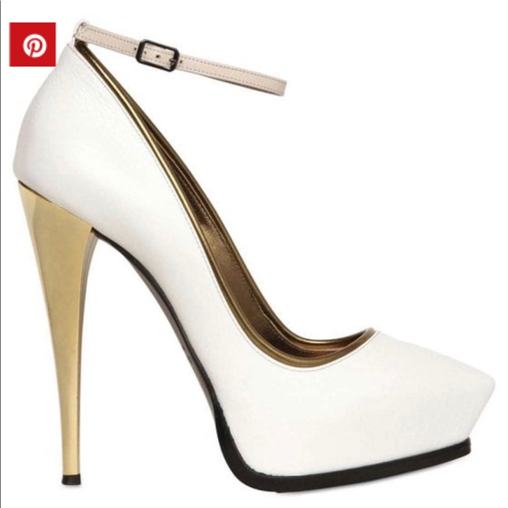 Lanvin white platform gold heel